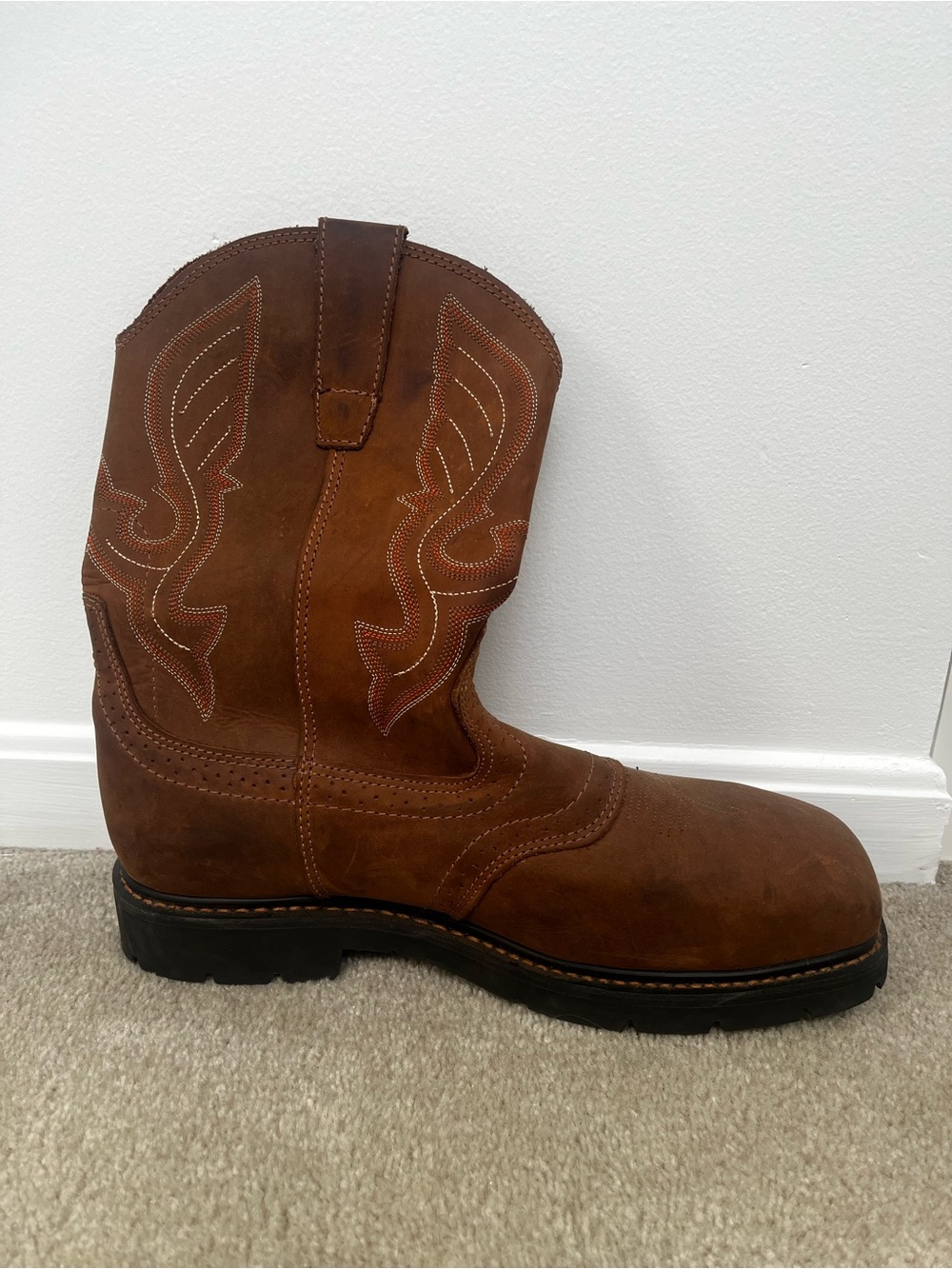 Cody James Men's Brown Western Work Boot with Embroidered Shaft